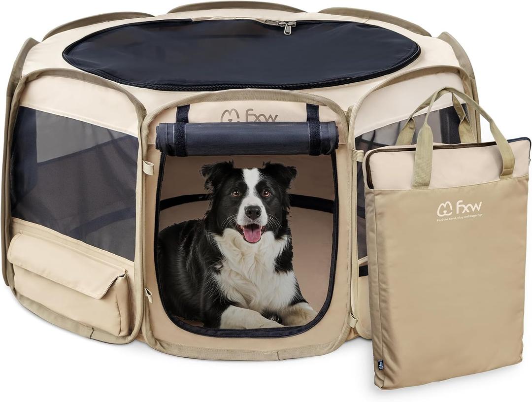 FXW Gotent Unleashed Dog Playpen Designed for Indoor/Outdoor/Travel Use, Suitable for Puppy and Small Dogs, Portable & Foldable, 45 inch, Patent Pending
