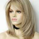 Wigs for white women blonde bob wig medium length wigs for women Sandy blonde with dark roots Synthetic wig for white Women (Sandy bob)