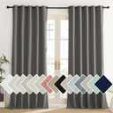NICETOWN Grizzle Gray Vintage Linen 100% Blackout Curtains for Living Room, Thermal Insulated Curtains 84" Long, Noise Reducing Window Treatment Drapes for Dining Room, 62" Wide Per Panel, Set of 2