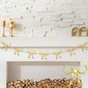 Cinnvoice Gold Bow Garland 6.6ft Metal Gold Bow Banner Coquette Room Decor Birthday Xmas Tree Decorations for Baby Shower Bridal Shower Wedding Bachelorette Party Anniversary Decor