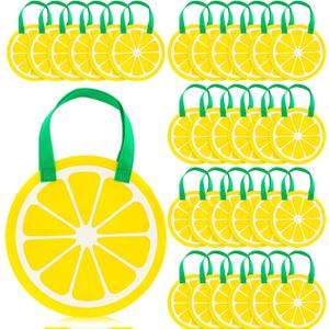Tranqun 36 Pcs Lemon Party Favor Bags with Handle Lemon Goodie Non-woven Gift Bags for Lemonade Stand Summer Fruit Theme Birthday Baby Shower Wedding Party Supplies