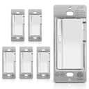 BESTTEN 6 Pack Super Slim Slide Dimmer Light Switch, Single Pole or 3 Way Dimmer Switches, Compatible with LED Dimmable Lamp, CFL, Incandescent, Halogen Bulb, ETL Listed, White