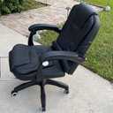 Office Chair 500LBS, PU Leather Computer Chair with Footrest, Executive Office Chair with Leg Rest and Lumbar Support, Black Office Chair