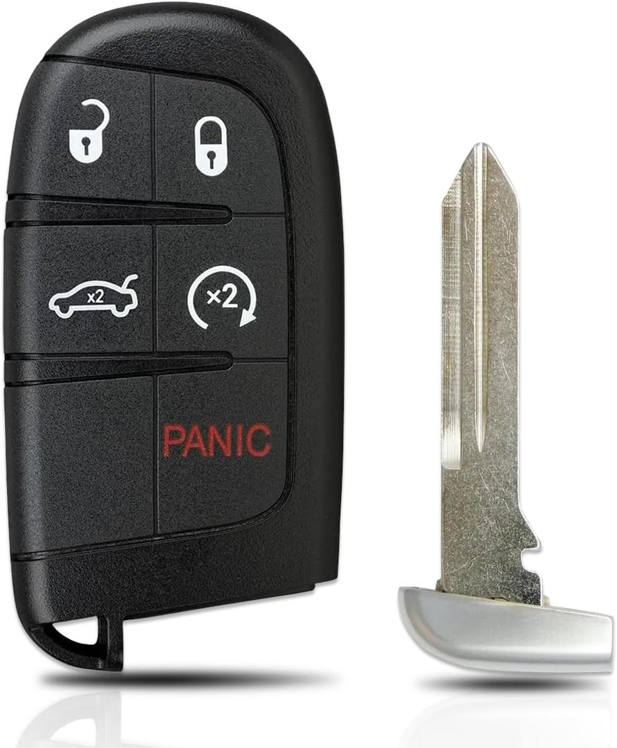 Smart Key Fob Replacement Fit for Chrysler 300/Dodge Charger/Challenger/Dart 2011-2018 5-Button Remote with Start 05026676AH/AC, 56046759AF M3N-40821302 433MHz