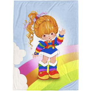 Jay Franco Kids Plush Throw Blanket  Soft & Comfy 50x70 Inches Throw for Couch or Bed  Cozy Home Dcor for Living Room & Bedroom, Multi - Rainbow Brite