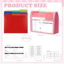 School Years Organizer Kit Clear Plastic Storage Tote with 20 Letter Size Colored Manila Folders 60 Reusable Sticker Labels School Memory Keepsake Box for Pre K to 12th Grade DIY Organization (Pink)