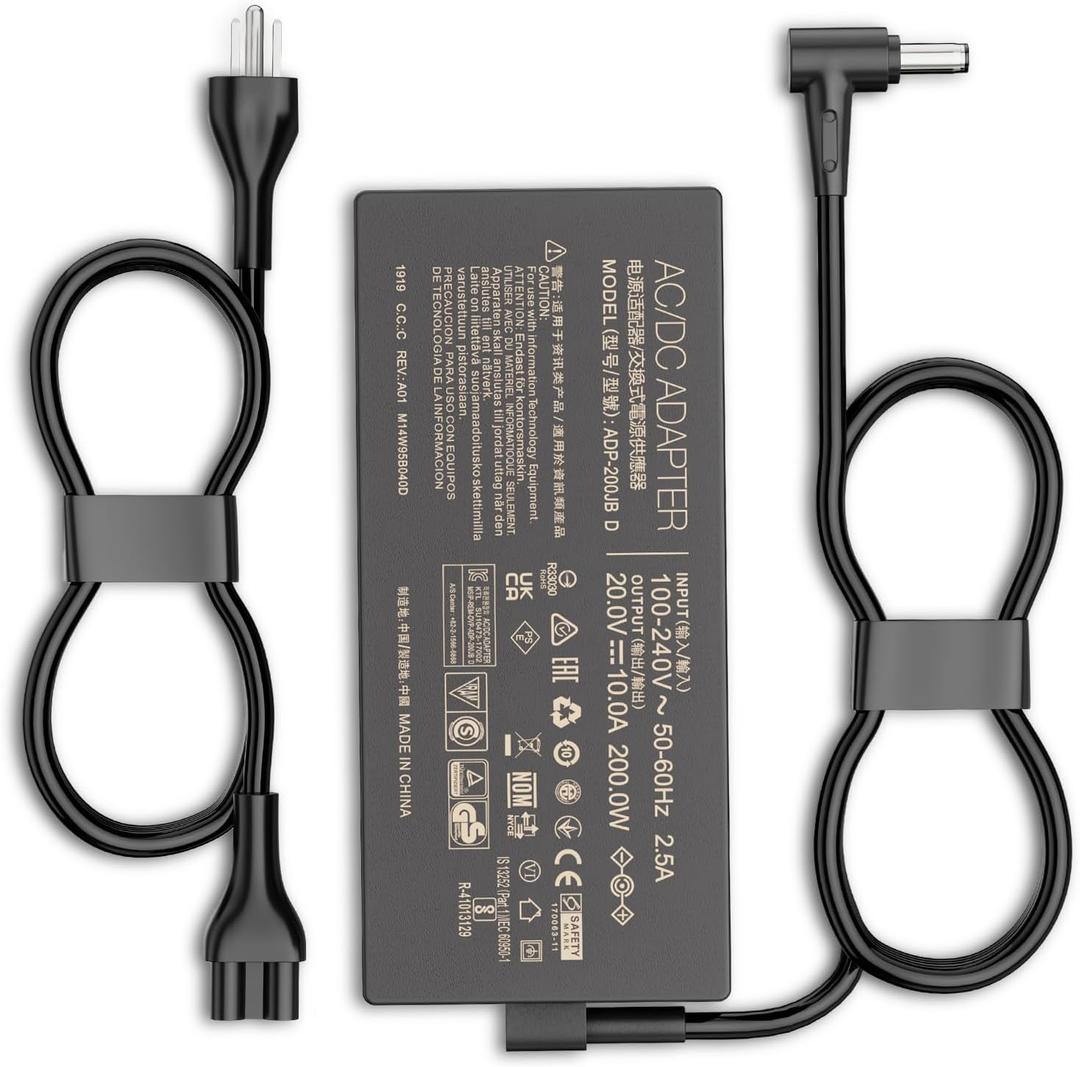 200W ADP-200JB D Laptop Charger Compatible with ASUS TUF Gaming A15 F15 A17 F17 FA506 FA507 FA707 Dash 15 FX516 FX517 ROG Strix G15 G17 G513 G713 Zephyrus G15 Zenbook Adapter (Round Tip 6.03.7mm)