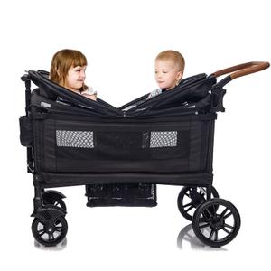 Double Wagon Stroller for Kids&Toddler, Push Pull Lightweight Foldable Travel Umbrella Twins Stroller with 5-Point Harness, Adjustable Handle Bar and Canopy, Foot Wells, Tray Table, Cup Holde