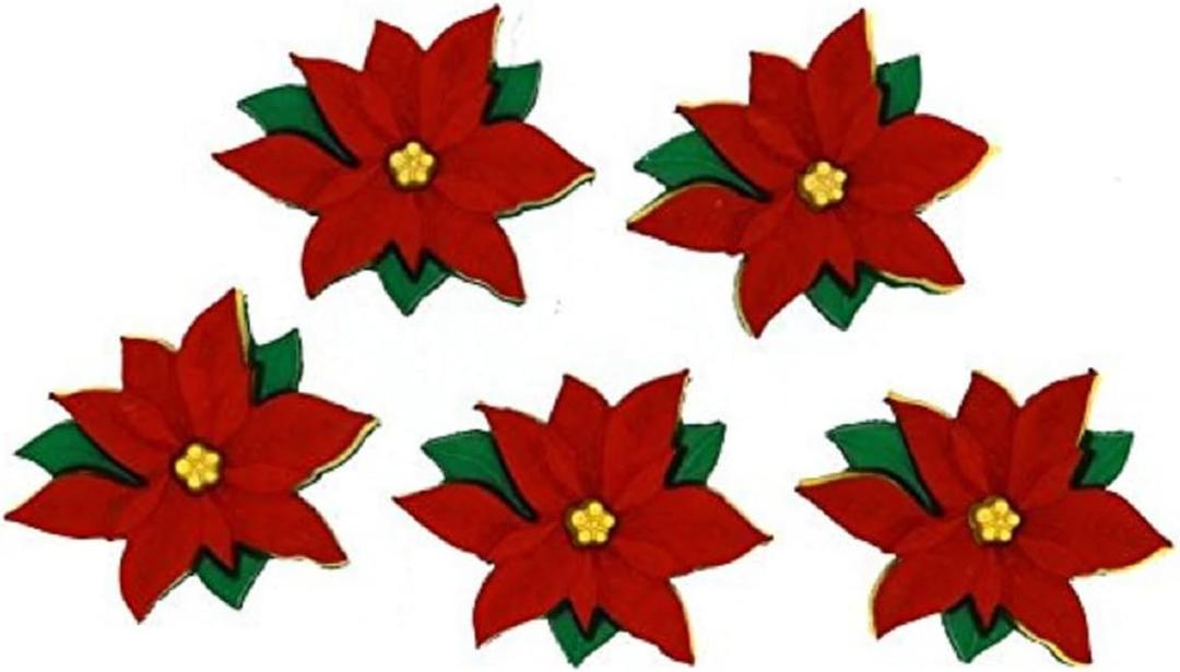 Dress It Up 2951 5 Piece Red Poinsettias Buttons, Varies