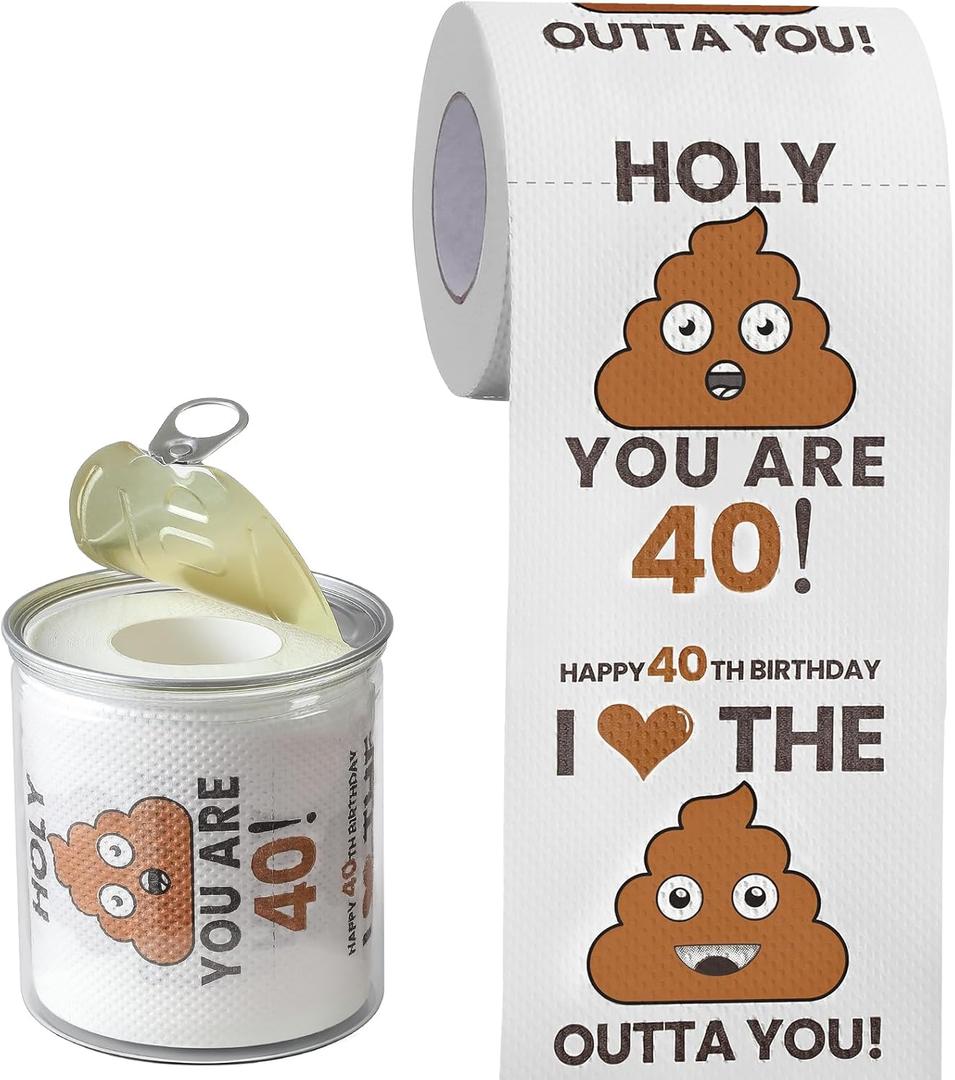 Can-shaped Packaging - 40th Birthday Gifts for Men Him Women Her Toilet Roll Paper - 40th Birthday Decorations, Party Supplies Favors - 40 Years Old Funny Gag Gift Ideas, Bday Present for Friends