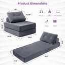 Folding Chair Bed, Convertible Sofa Bed with Pillows,Fold Out Chair Bed with High-Density Foam,Chair Bed Sleeper for Adults Perfect for Living Room Hotel Apartment Single, Dark Gray
