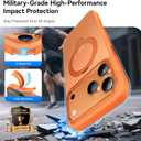 360 Spin Magnetic Stand for iPhone 17 Pro Max Case, Fit for MagSafe, Mil-STD Protective Case for iPhone 17 Pro Max Phone Case with Kickstand Rotatable 6.9 inch, Orange