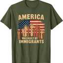 America Was Built By Immigrants T-Shirt, M, Grey