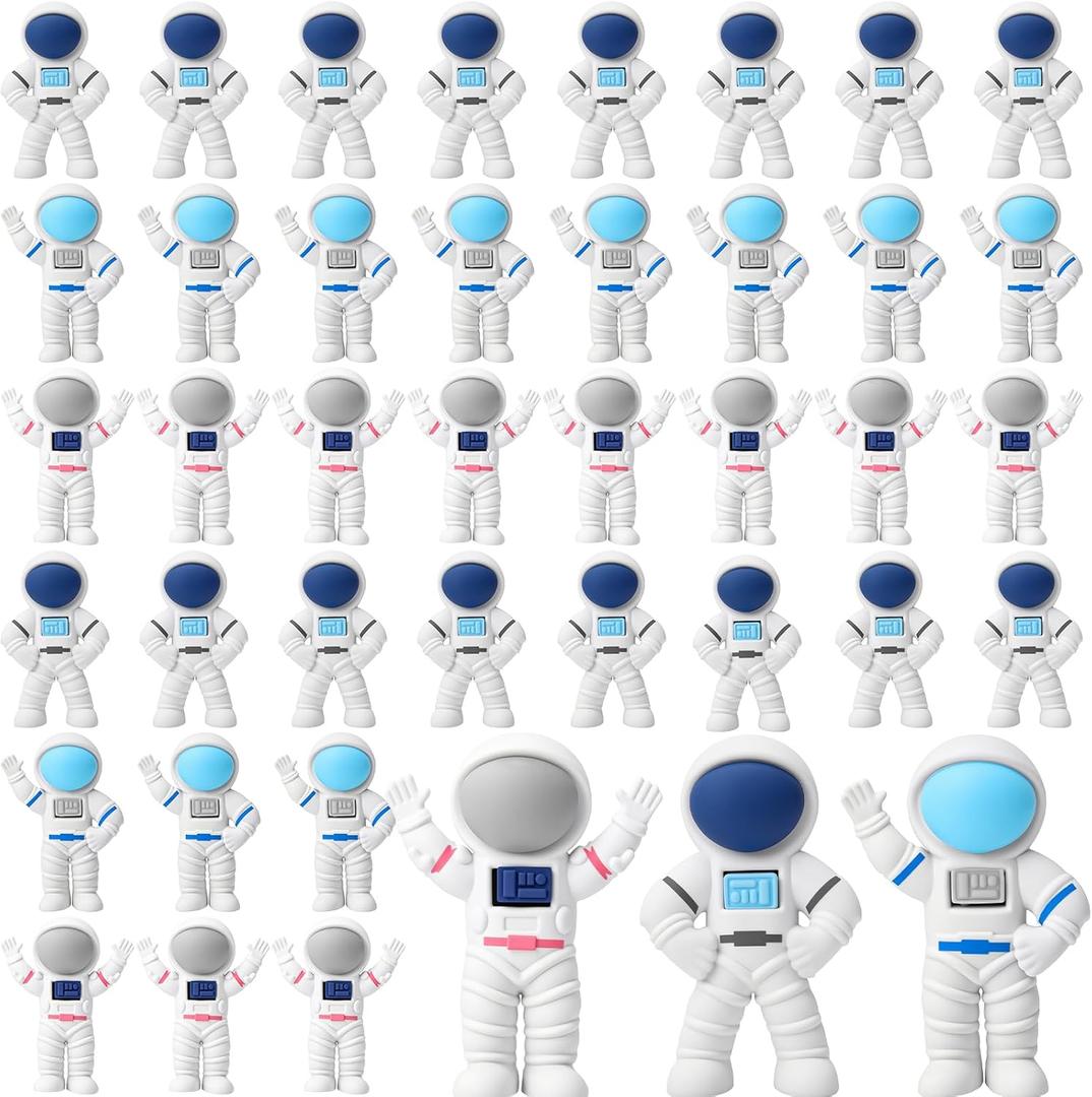 48 Pcs Space-Themed Eraser Astronaut Figure Party Favors Outer Party Favors for Prizes Supplies (Astronaut)