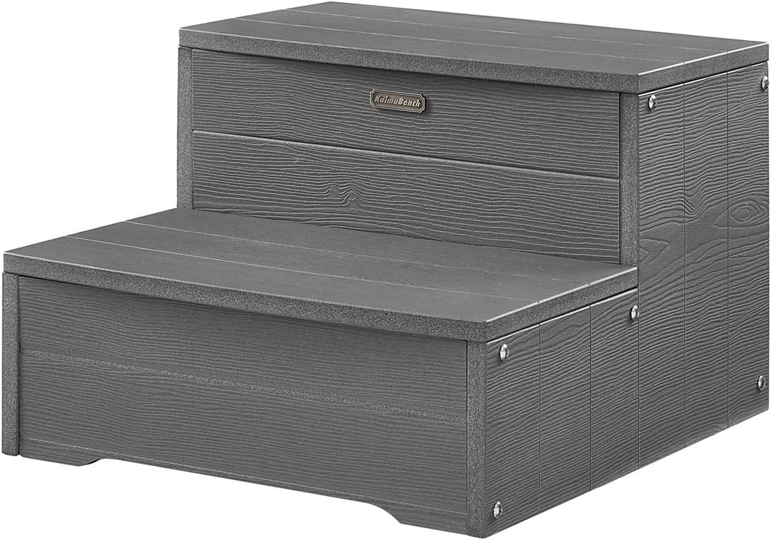 18'' Hot Tub Steps, HDPS Hot Tub Stairs, Waterproof Non Slip Outdoor Spa Steps, Multi-Use Porch Step, Wood Looking, Gray, Weight Capacity 600LBS