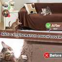 MEETSKY Couch Cover for 3 Cushion Cat Scratch Proof Couch Protector Washable Sofa Covers Sectional Couch Covers for Dogs Soft L Shape Sofa Slipcover for Pets Kids, 91" x 134", Chocolate