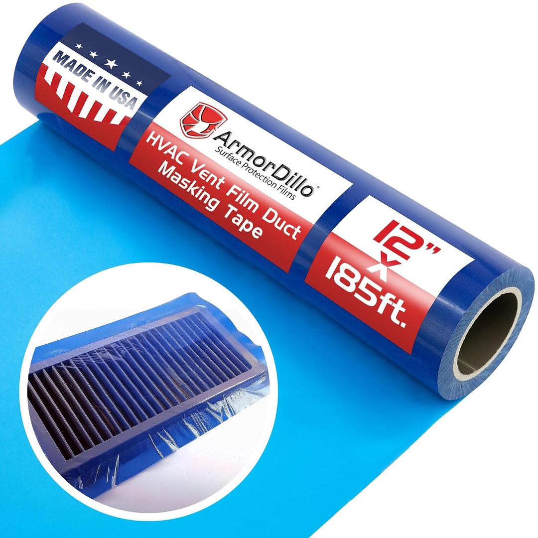 ArmorDillo only 20.32 per roll - 5 Rolls (case) 12" x 185 Perfed Contractor-Grade Thicker Stronger HVAC Vent Sealing and Masking Tape. Normal Tack Vent Film