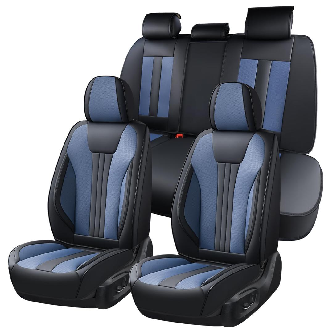 Huidasource Luxury Waterproof Faux Leather Car Seat Covers, Universal Fit for Most Cars, SUVs & Trucks, Airbag Compatible, Easy to Install, Resist Spills, Dirt and Wear for Daily Use, Black