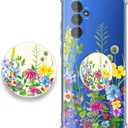 for Samsung Galaxy S26 Case Flowers and Marble [Buffertech 6.285ft Military-Grade Drop Protection] [Anti Peel Off Tech] Clear TPU Bumper 5G Phone Cover Design (Blooming Flowers with Holder)