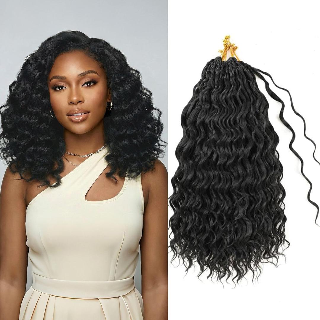 Pre looped Ocean Wave Crochet Hair 8 Packs 12 Inch Ombre Auburn Blonde Synthetic Pre Twisted Ocean Braids Hair Boho Deep Wave Short Curly Crochet Hair for Black Women (12 Inch, T1B/30/27#)