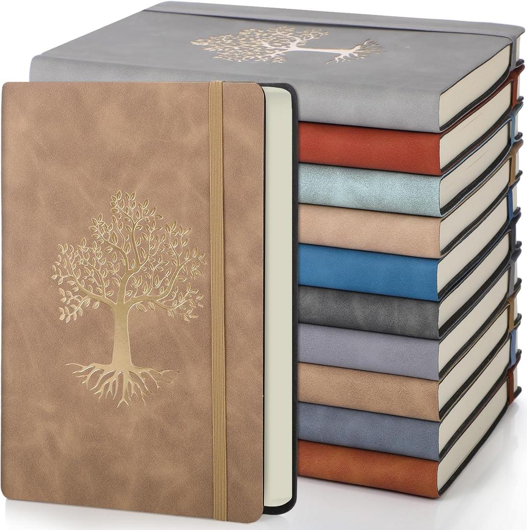 Dispowreath 10 Pack Lined Journal Notebook A5 Leather Hardcover Journals for Writing 200 Pages 10 Colors Notepad for Travel Work School Office Business Note Taking Diary 5.7" x 8.3" (Retro Color)