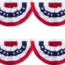 2x4 Ft American Pleated Fan Flag (Set of 4) Patriotic Half Fan Bunting, 4th of July Memorial Day Decorations for 250th Anniversary