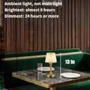 KDG Cordless Portables Table Lamp, LED Fabric Shade Small Desk Lamps, 4000mAh Battery Powered Lighting, 2700K Stepless Dimmable Light for Living Room, Dining Room, Bedroom, Bedside (Gold)