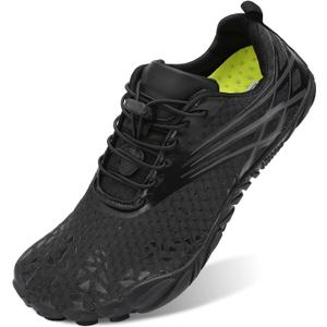 Scurtain Unisex Mens Womens Athletic Hiking Water Shoes Quick Dry Barefoot Aqua Shoes Swim Shoes Beach Shoes with Drainage (Solid Black), Size 37