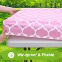 Smiry Picnic Fitted Table Cover, 4 Foot Flannel Backed Vinyl Tablecloth, 48"x30"