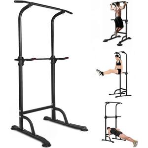 Power Tower Pull Up Bar Dip Station, Free Standing Pull Up Rack Dip Station for Home Gym, Height Adjustable Height Heavy Duty Multi-Function Home Strength Training Fitness Workout Equipment