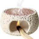 Palo Santo Holder, Handmade Cement Burner for Palo Santo/Sage/Incense Cone, Smudge Bowl, Zen Decor for Yoga Meditation Room (Beige)