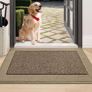 BEQHAUSE Indoor Door Mat 24" x 36", Dirt Trapper Door Mats Non-Slip Entryway Rugs Washable, Resist Dirt Absorbent Welcome Mat, Low Profile Floor Mats for Front Back Door and Entryway, Taupe