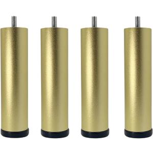 4 Pack Adjustable Furniture Legs Replacement M8 Thread Metal Furniture Legs 8 Inch Couch Legs Replacement Legs for Bed, Sofa, Cabinet(Gold, 5.7-6.06 Inch)