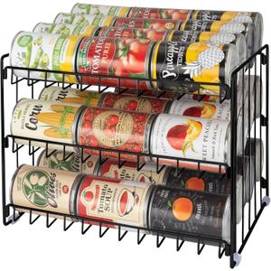 Kitchen Details 3 Tier Can Organizer | Canned Food Storage Rack | Kitchen Cabinet and Pantry Organization | Holds 36 Cans | Space Saving | Onyx
