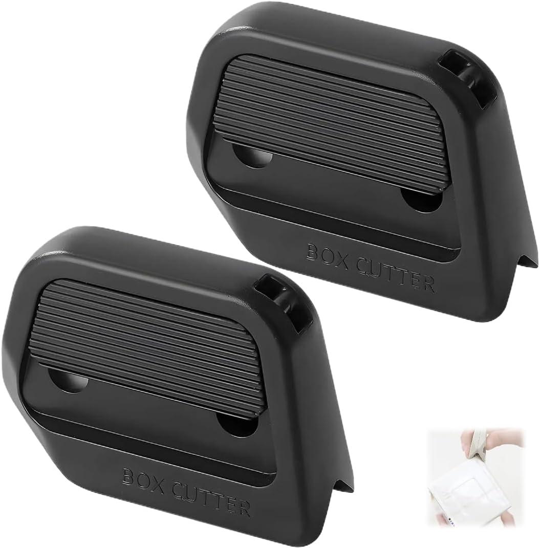 2 Pcs Box Cutter Retractable, Slice Box Opener Tool, Small Ceramic Box Cutter Safety, Magnetic Package Opener (Black)