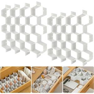 Bazasa Honeycomb Drawer Organizer Divider 16 PCS Adjustable Separator for Underwear Socks Jewelry Belts TiesClothing, Makeup Office Supplies (White)