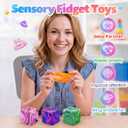 6 Pcs Stress Cube Bulk Swirl Ice Cube Stress Ball for Adults Anxiety Relief Soft Squeeze Sensory Square Ball for ADHD Prizes Goodie Bag Stuffers Party Favors (Pink,Purple,Green,Orange)