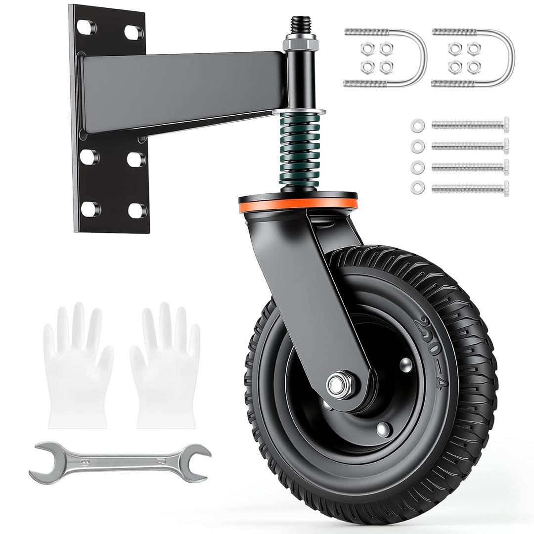 Heavy Duty Gate Wheel, 8 Inch Fence Gate Wheels for Wooden Gate and Metal Tube Gate Spring Loaded 600 LBS Capacity Gate Caster Wheel Black