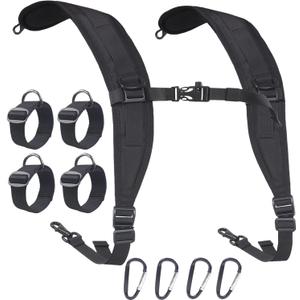 XTACER Multi-Purpose Adjustable Backpack Straps, Padded Shoulder Strap Replacement with Heavy Metal Hooks (Black)