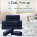 Premium Staple Cotton Bathroom Towel Set - Navy 600 GSM 6-Piece Luxury Bath Towel Set 1 Stripe - 2 Bath Towels, 2 Hand Towels & 2 Washclothes Set - High Absorbent & Quick Dry for Gym, Spa, Hotel