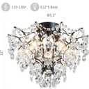 WUZUPS 5-Light Crystal Chandelier Flushmount Ceiling Light Modern Lighting Fixture for Bedroom Hallway Bar Kitchen Bathroom, H 12" W 15.4", E12 Base, Black