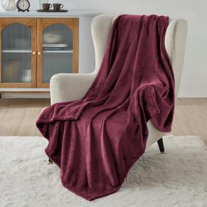 Bedsure GentleSoft Fleece Blanket Twin Size Burgundy - 300GSM Lightweight Plush Fuzzy Cozy Soft Warm Blanket for Bed, Sofa, Couch, Travel, Camping, 60x80 Inches