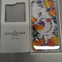 AIGOMARA Magnetic for Samsung Galaxy S24 Case [Compatible with MagSafe] Clear Floral Flower Pattern Design, Slim Anti-Yellowing Shockproof Phone Cover for Women Girls, Orange