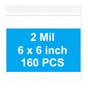 AMKIOKIO 160pcs 6 x 6 inch Small Plastic Bags, 2 mil Thick, Zip Bag, Mini Clear Jewelry Bags, Baggies with Resealable Zip Bag for Small Business, Daily Vitamin, Jewelry, Candy