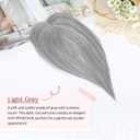 HOOJIH Hair Topper for Women with Thinning Hair 4x2.5inch Base Real Human Hair Topper with Bangs Handmade Invisiable Lace Front Topper - Light Gray