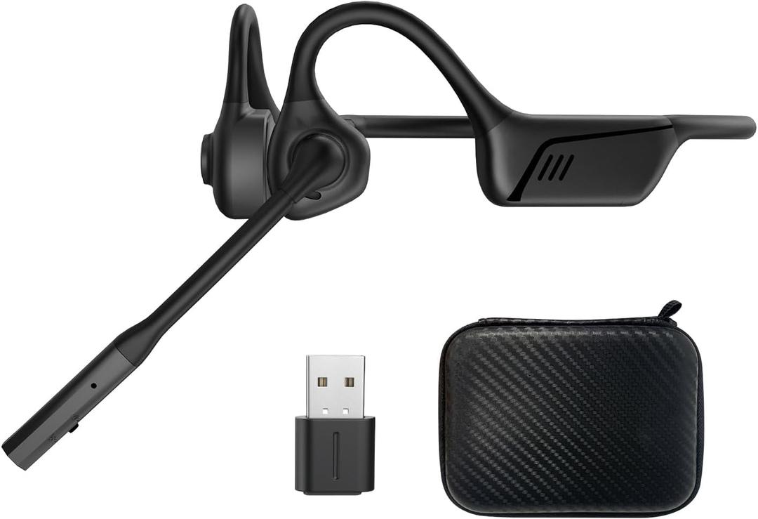 ZIOCOM Bone Conduction Headphone, Open Ear Headphone with Mic and Noise Canceling, aptX-LL Bluetooth Wireless Headset with USB-A Dongle, Compatible with PS4/PS5/PC/Online Teaching/Meeting