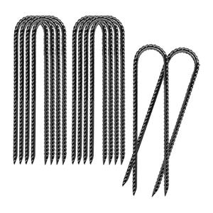 6 inch 8 Pack U Shape Black Garden Stakes,11 Gauge Garden Pins,U-Shaped Tent Stakes,Galvanized Landscape Staples for Yard Lawn,Tube, Landscape Fabrics,Irrigation Hose and Weed Barriers.
