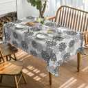 Horaldaily Black Grey Dahlia Table Cloth 6084 Inch Rectangular, Modern Geometry Flower Decor Table Covers for Kitchen Dining, Washable Seasonal Tablecloth for Party Picnic Dinner Decor
