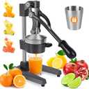 Heavy Duty Cast Iron Manual Juicer, Professional Citrus Press Squeezer for Orange, Pomegranate, Lemon & Lime, Commercial Hand Press Juicer with 304 Stainless Steel Cup
