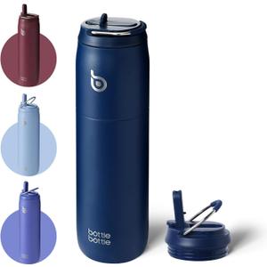 BOTTLE BOTTLE Stainless Steel Water Bottle with Straw and Lid 32 oz Vacuum Insulated Cup Stay Cold for 24 Hrs Hot for 12 Hrs, Leak-Proof Wide Mouth Water Bottles for Men,indigo blue